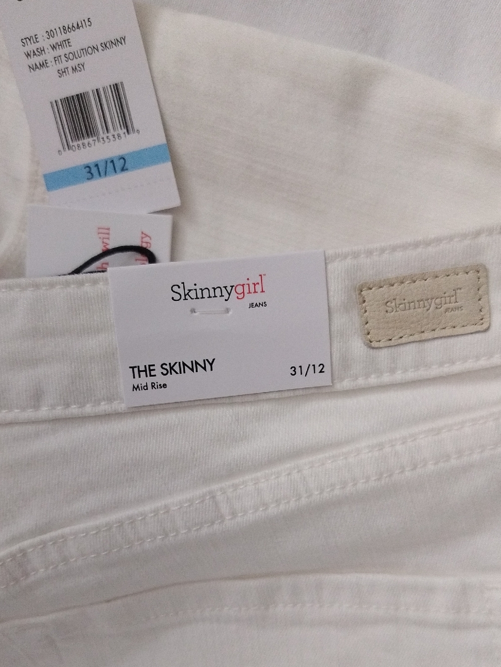 Skinnygirl The Skinny Fit Solution Denim Mid Rise Stretch White Women’s 32/12 - Picture 9 of 11